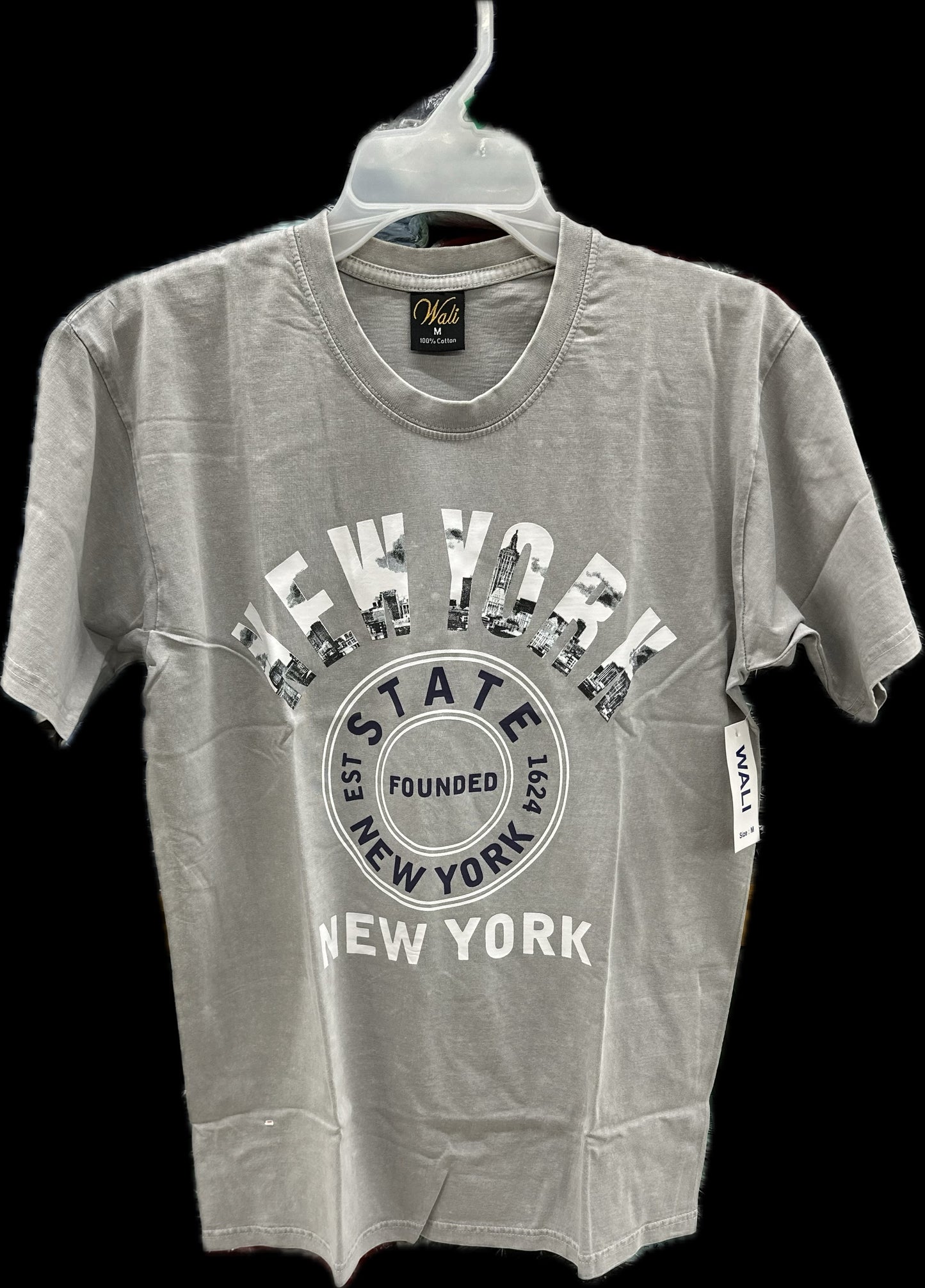 Wali Washed Cotton Tee with New York Est. 1624 Design