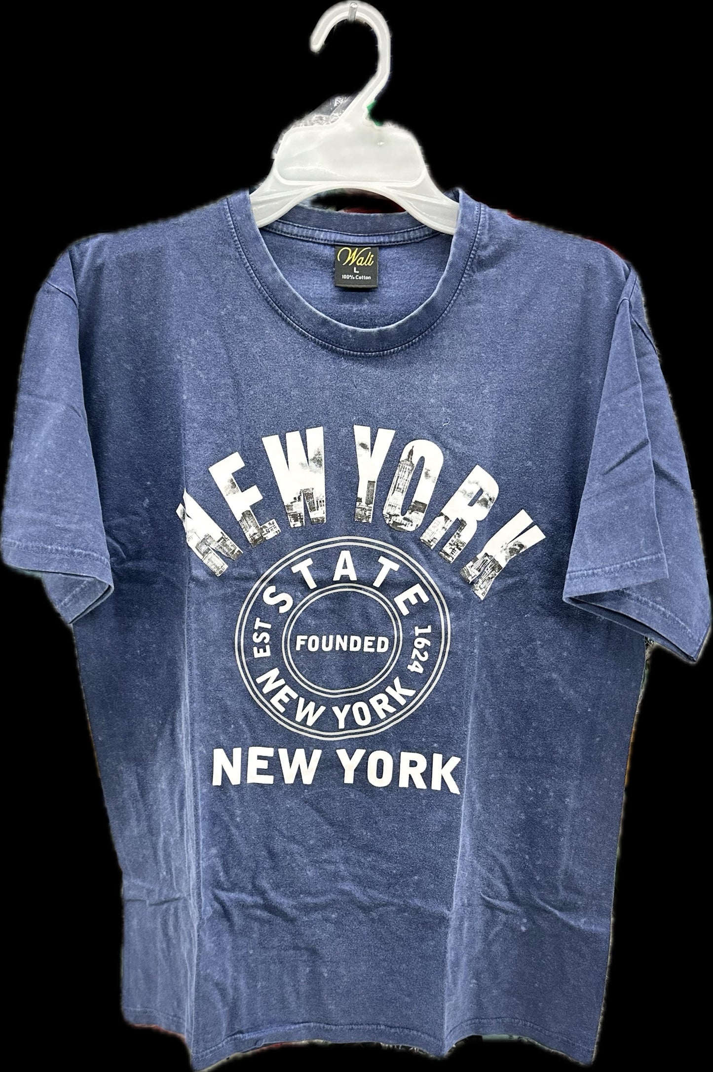 Wali Washed Cotton Tee with New York Est. 1624 Design