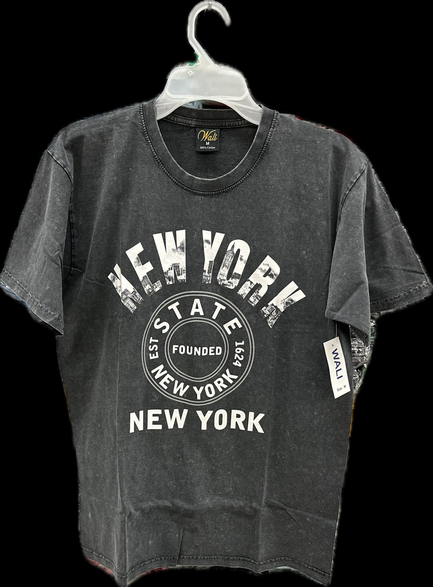 Wali Washed Cotton Tee with New York Est. 1624 Design