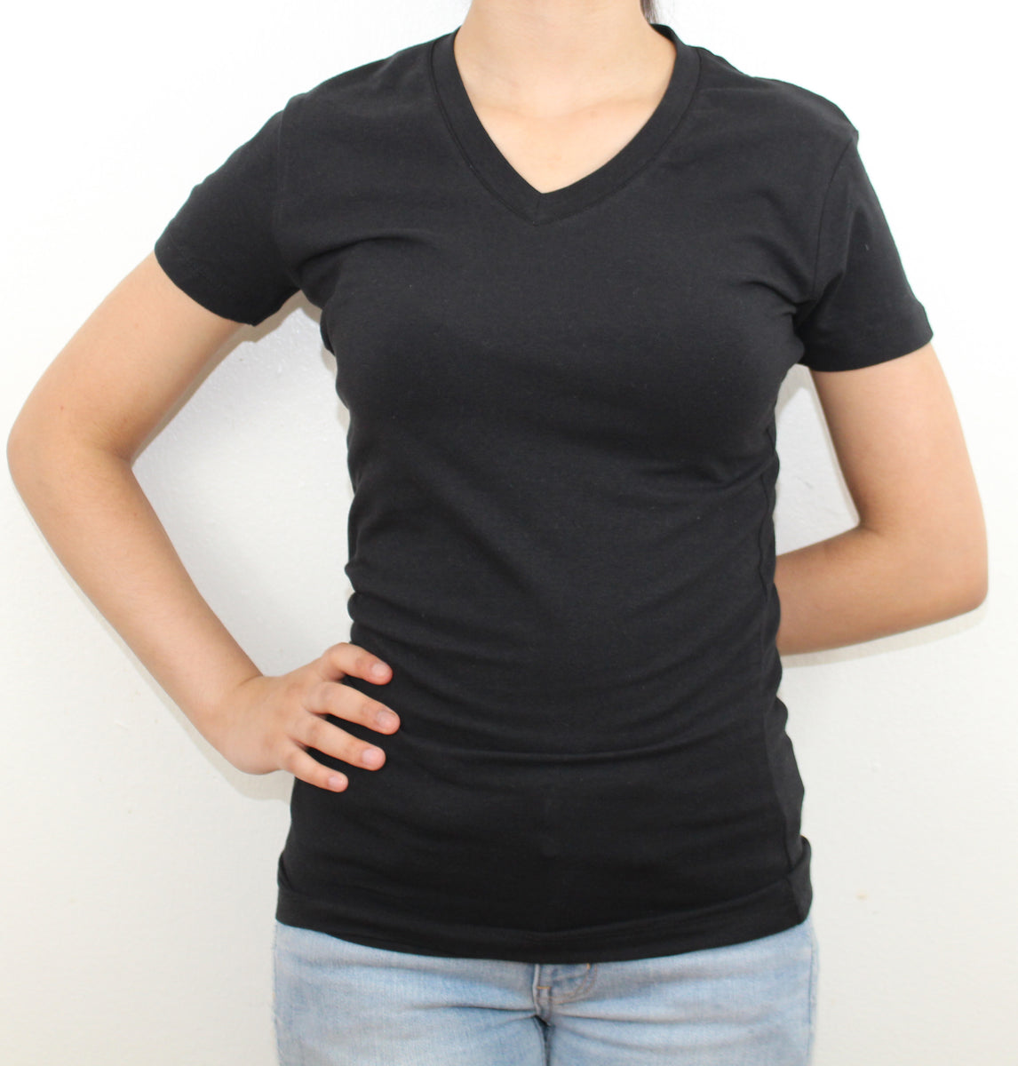 Plain v neck t shirts women's sale