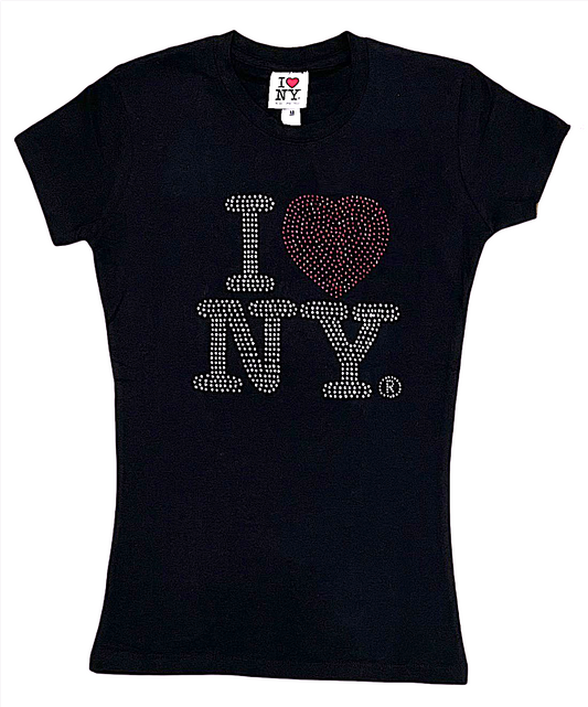 Ladies Crew Neck "I ❤️ NY" Rhinestone T.Shirt