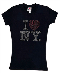 Ladies Crew Neck "I ❤️ NY" Rhinestone T.Shirt