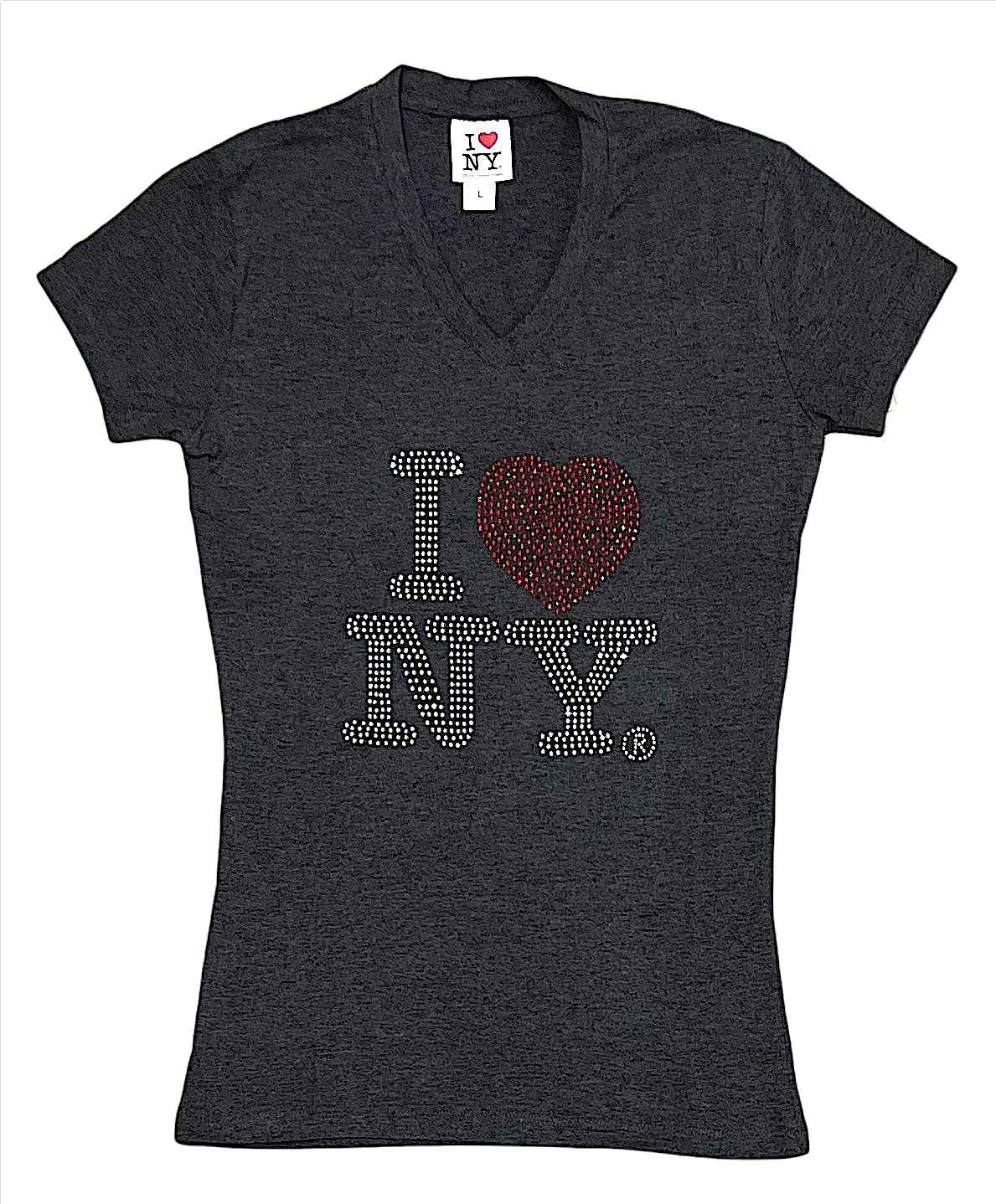 Ladies V.Neck  I ❤️ NY Rhinestone T.Shirt