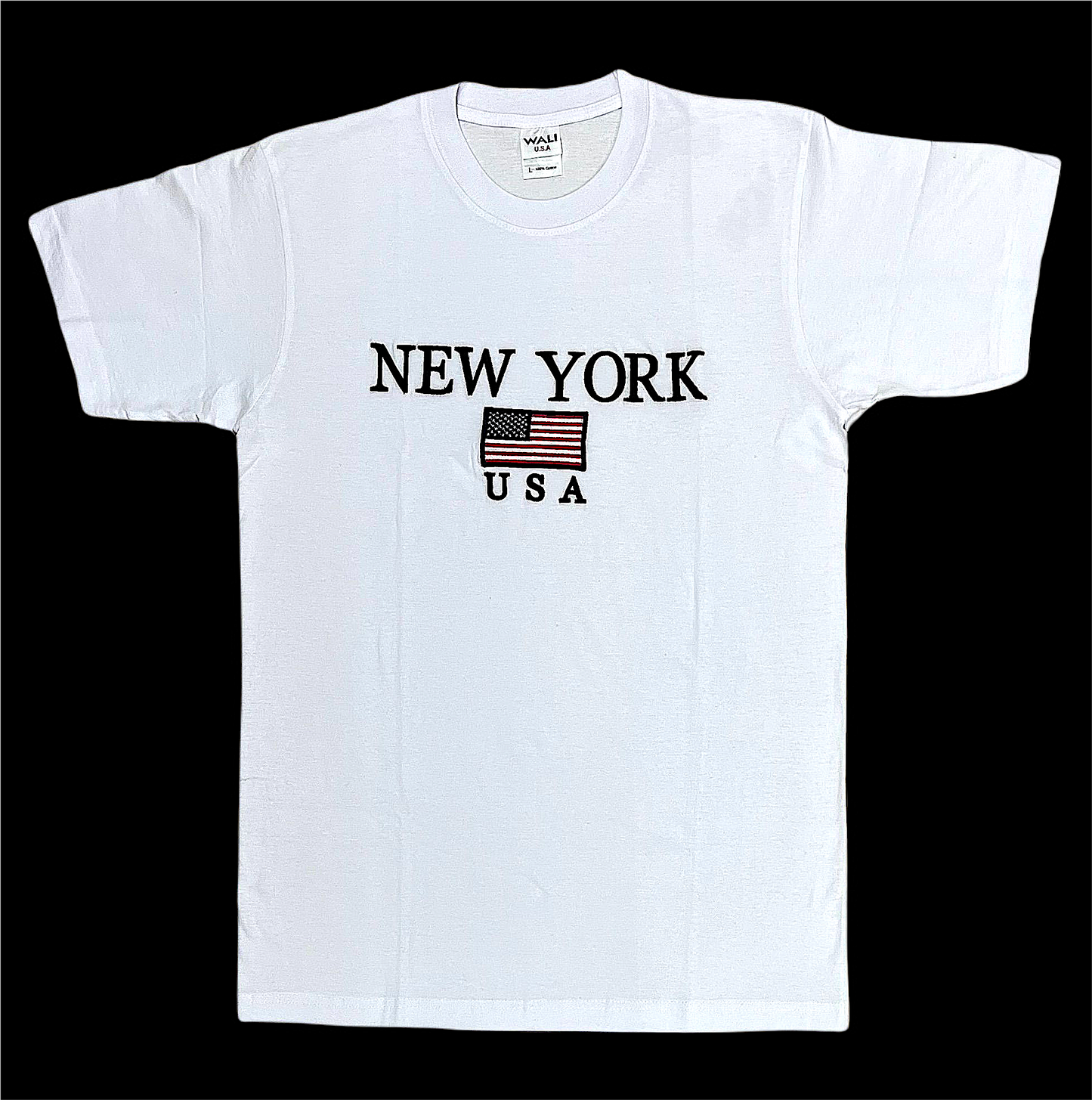 Adult T-Shirt Embroidered with "NEW YORK U.S FLAG"