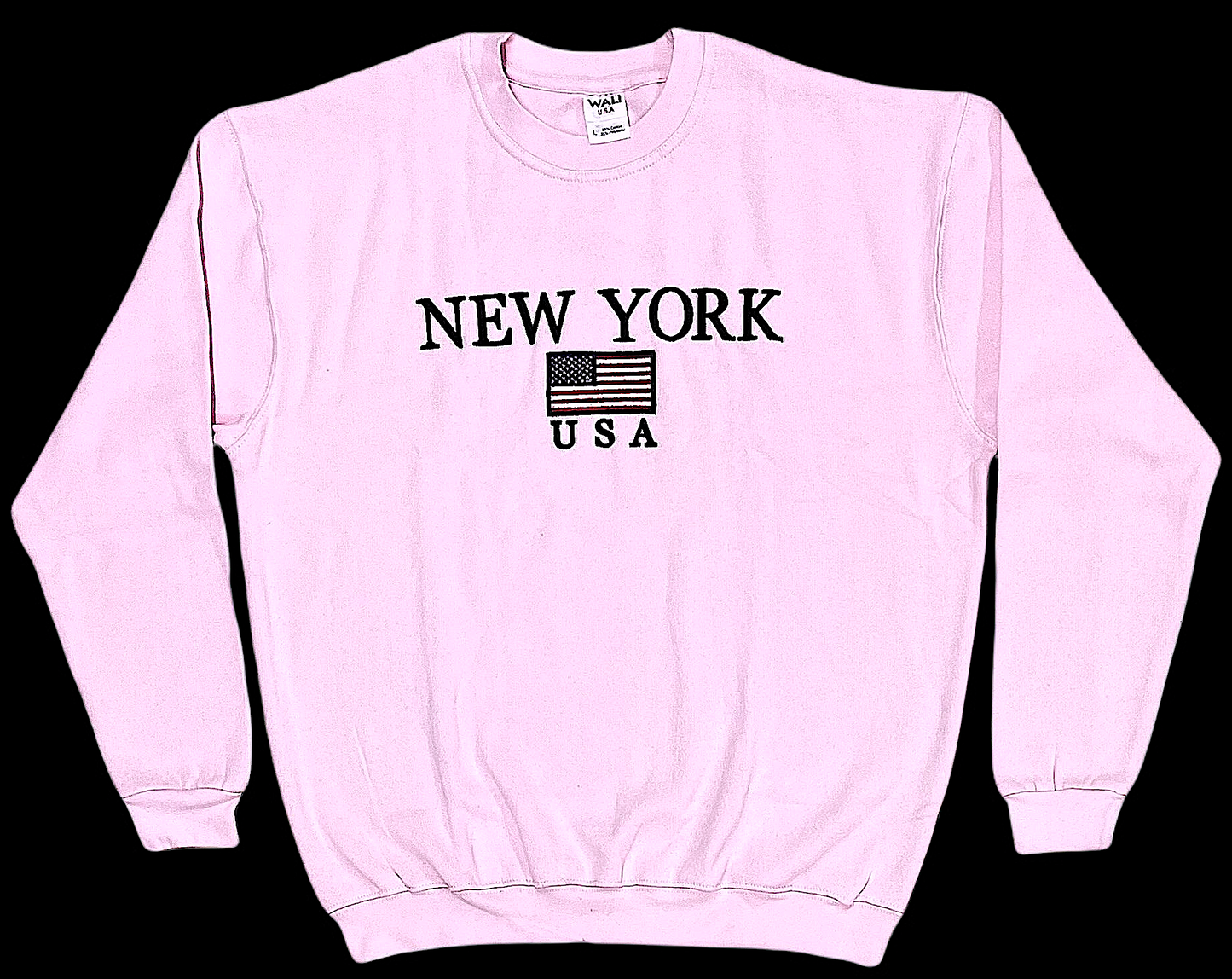 Adult Sweat-Shirt Embroidered with "NEW YORK US FLAG"