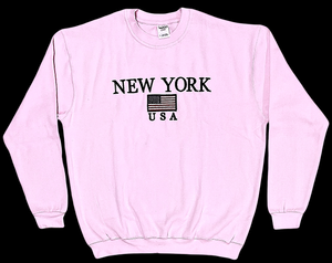 Adult Sweat-Shirt Embroidered with "NEW YORK US FLAG"