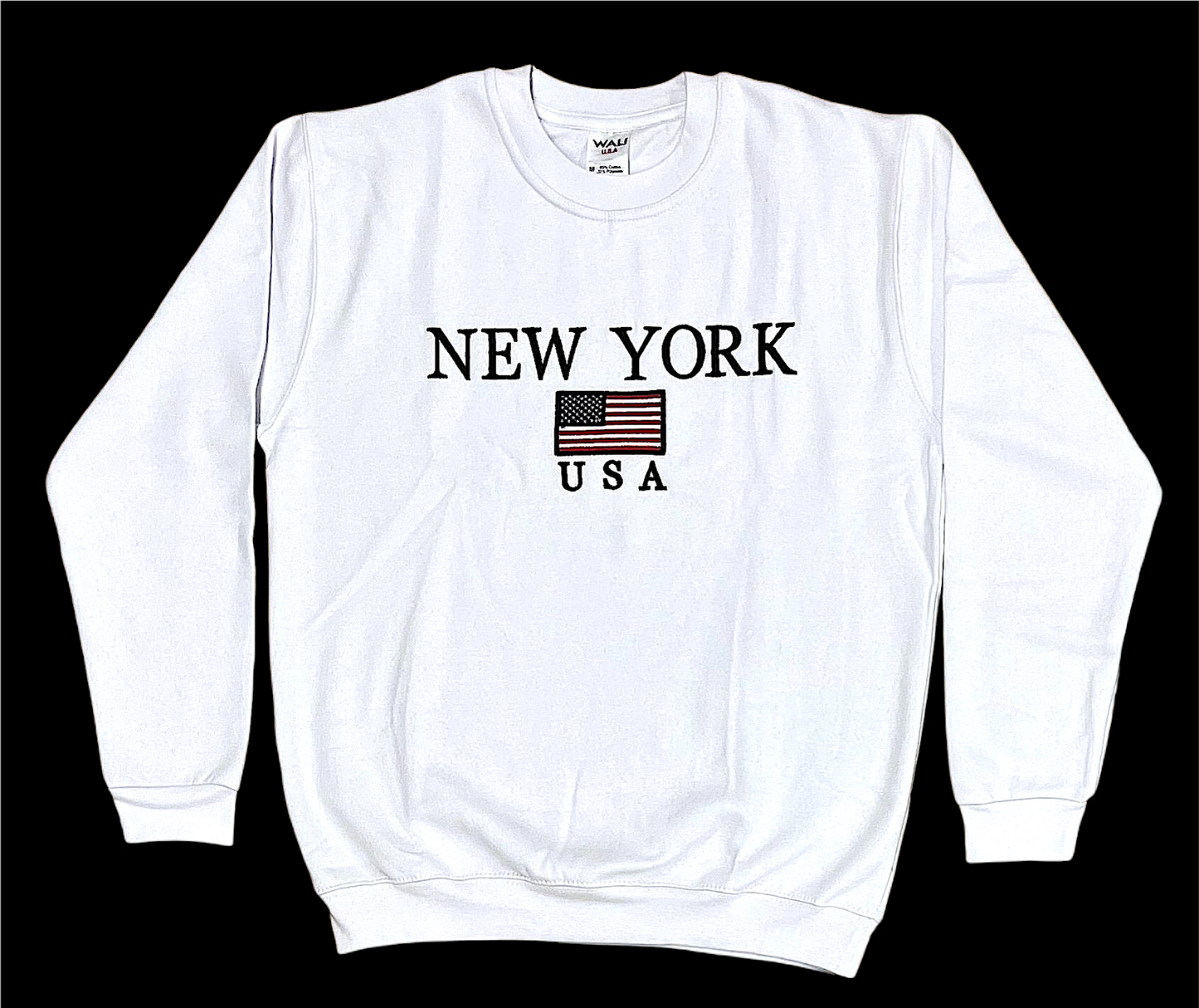 Adult Sweat-Shirt Embroidered with "NEW YORK US FLAG"