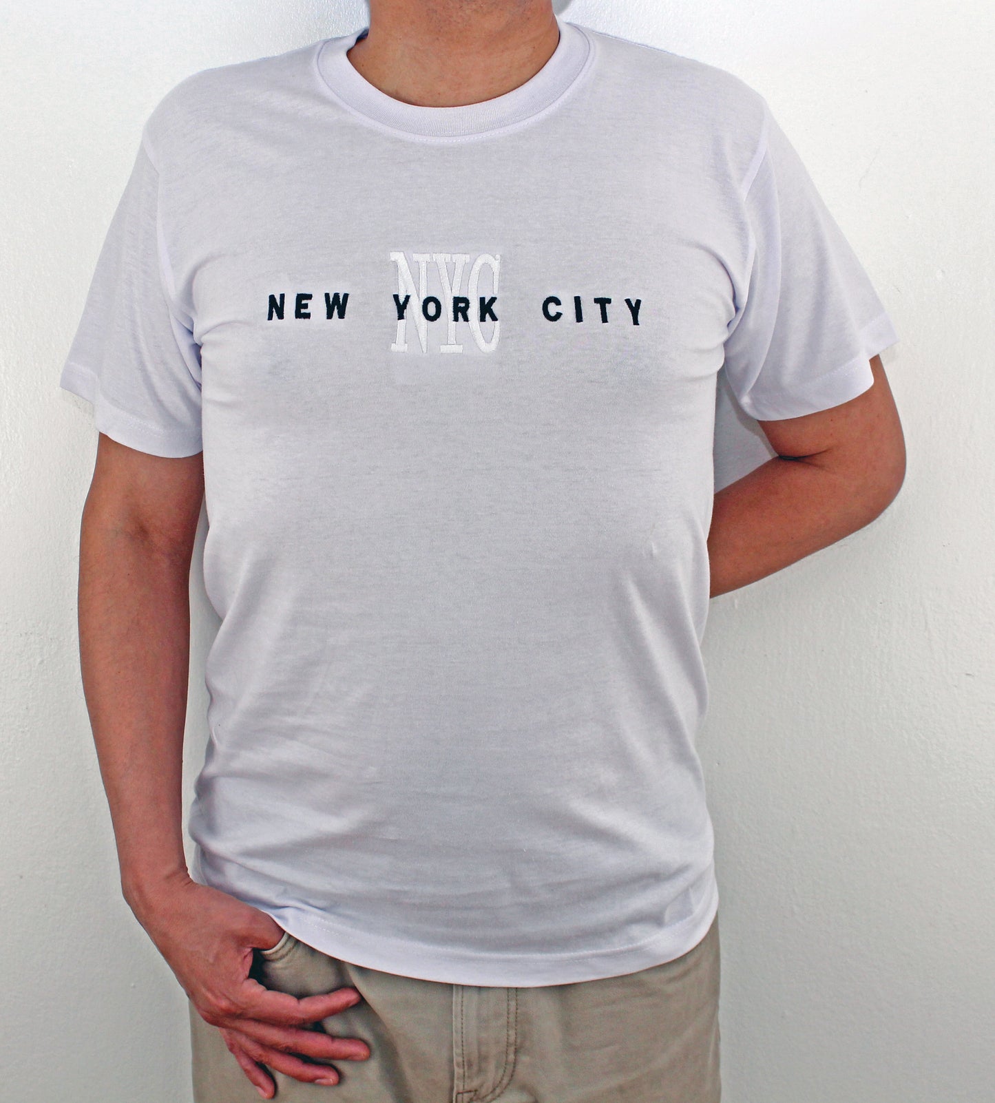 Adult Crew Neck T-Shirt Embroidered with ''NYC''