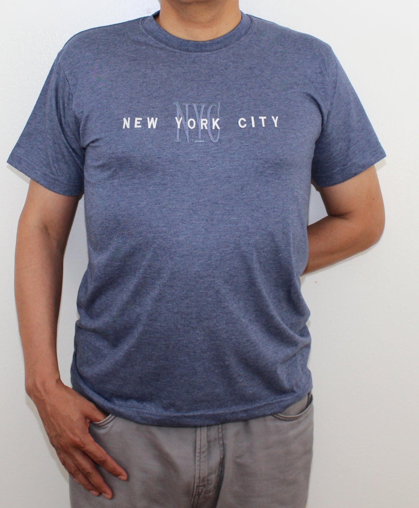 Adult Crew Neck T-Shirt Embroidered with ''NYC''