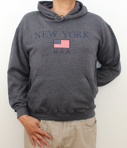 Adult Hoodies Embroidered with "NEW YORK U.S FLAG"