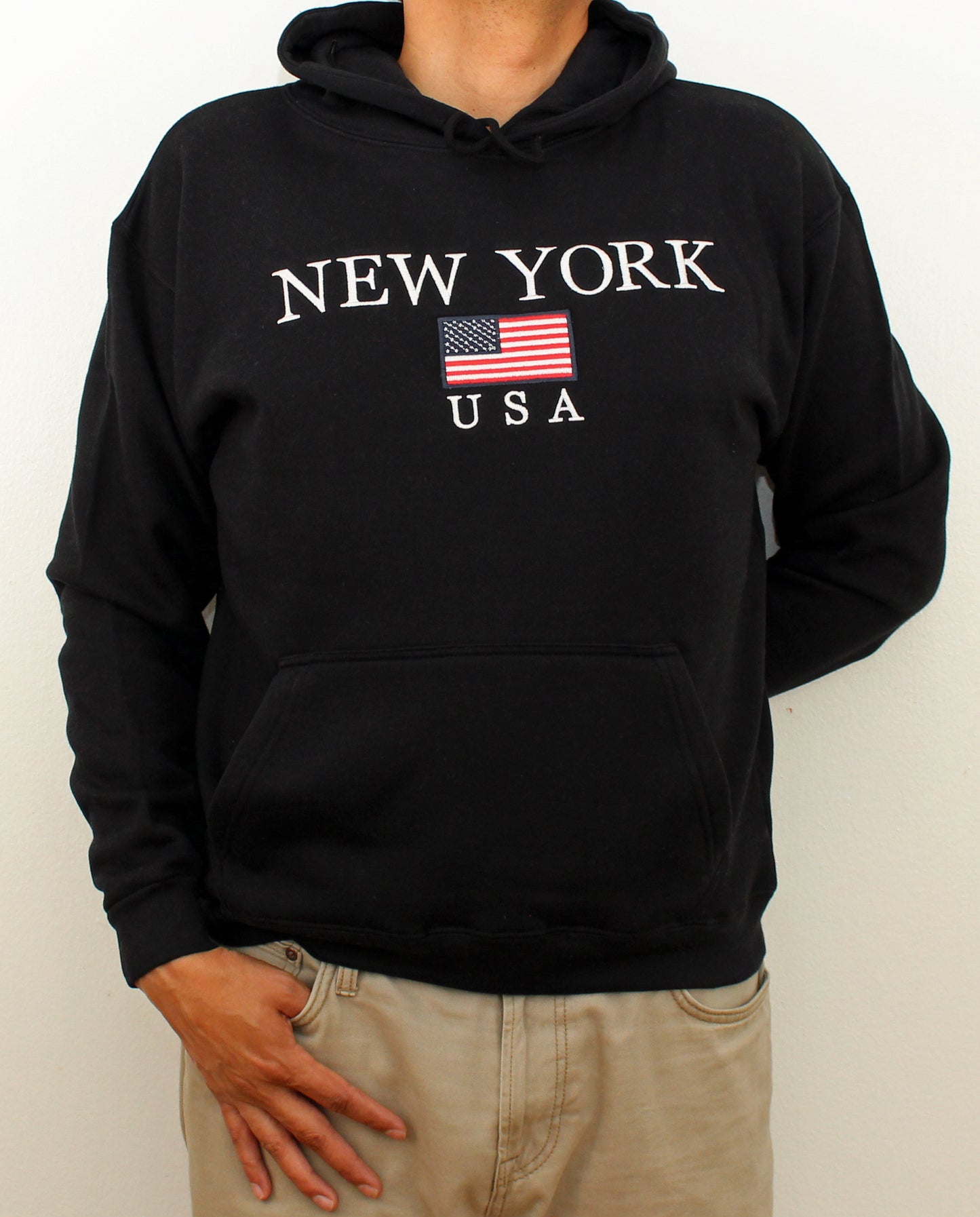 Adult Hoodies Embroidered with "NEW YORK U.S FLAG"