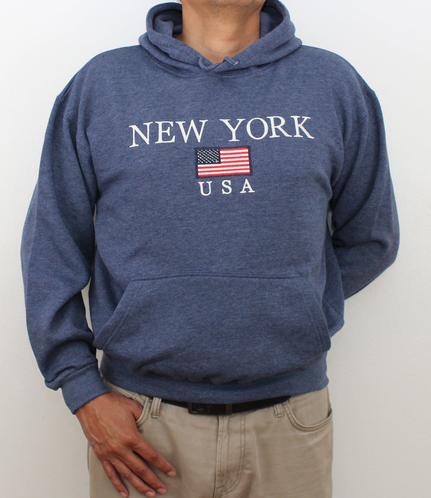 Adult Hoodies Embroidered with "NEW YORK U.S FLAG"