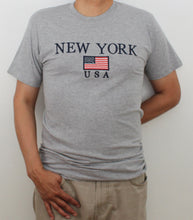 Load image into Gallery viewer, Adult T-Shirt Embroidered with &quot;NEW YORK U.S FLAG&quot;