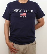 Load image into Gallery viewer, Adult T-Shirt Embroidered with &quot;NEW YORK U.S FLAG&quot;
