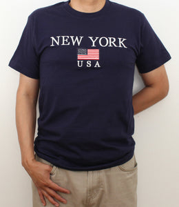Adult T-Shirt Embroidered with "NEW YORK U.S FLAG"