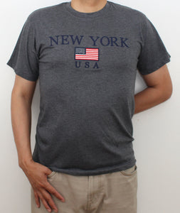 Adult T-Shirt Embroidered with "NEW YORK U.S FLAG"