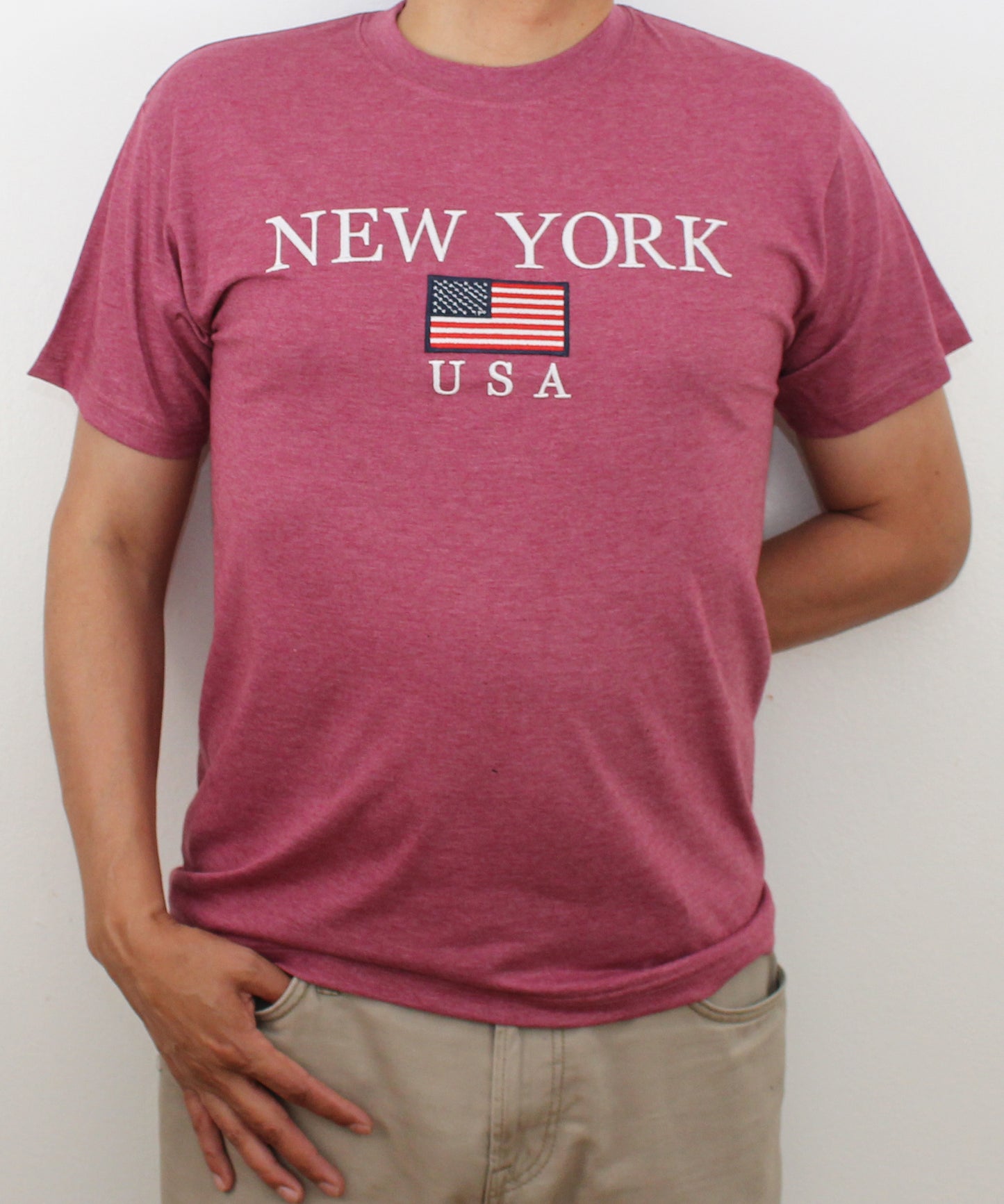 Adult T-Shirt Embroidered with "NEW YORK U.S FLAG"