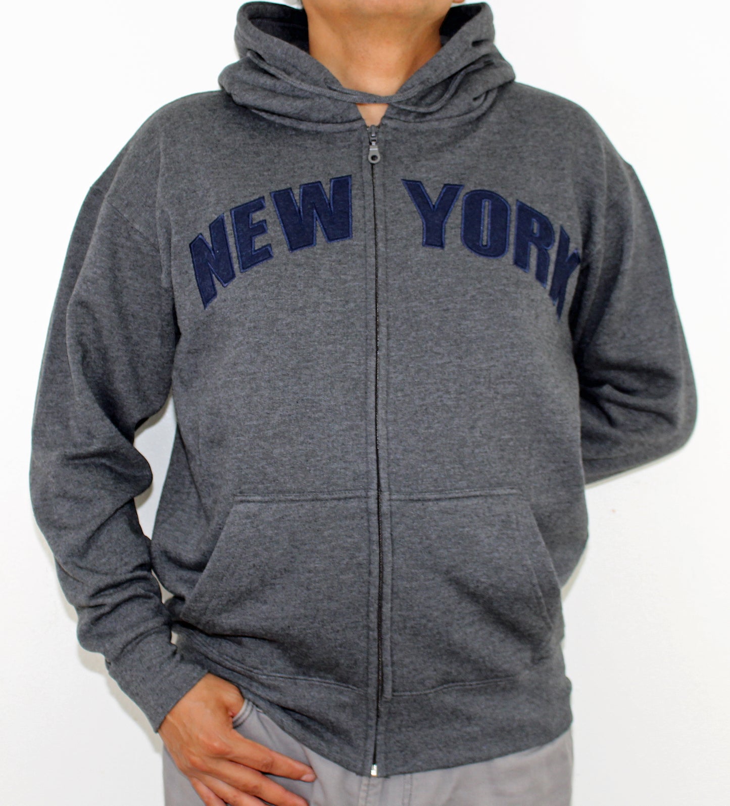 Adult Zipper Hoodies Embroidered with "NEW YORK"