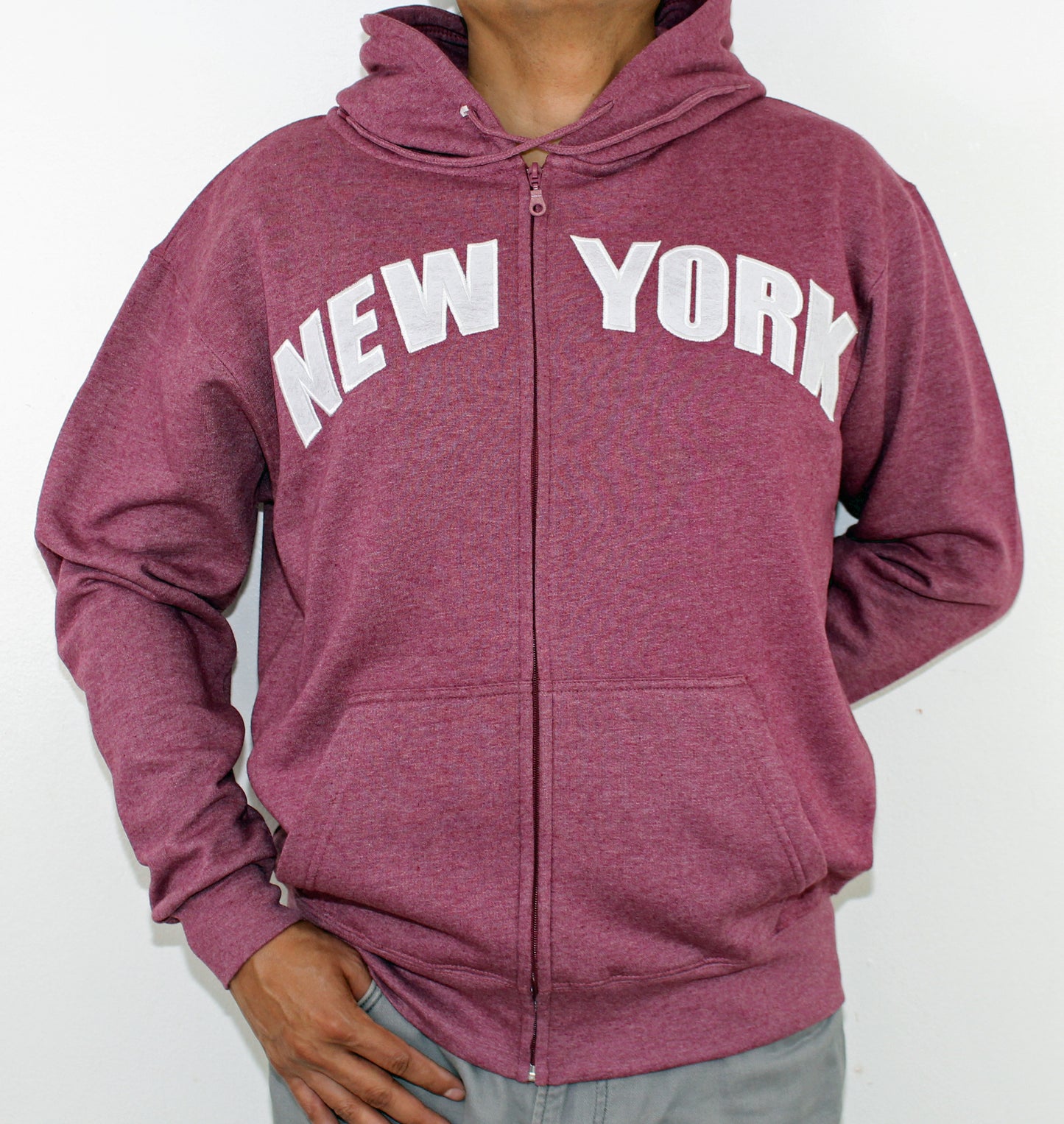 Adult Zipper Hoodies Embroidered with "NEW YORK"