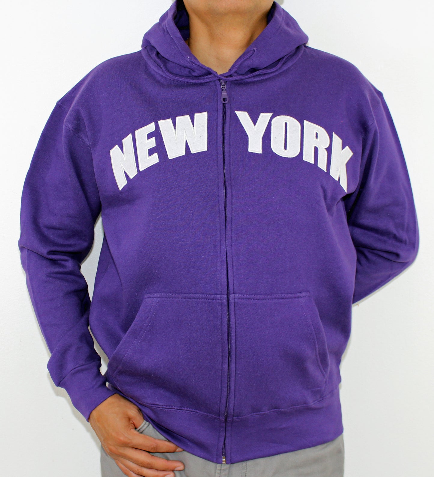 Adult Zipper Hoodies Embroidered with "NEW YORK"