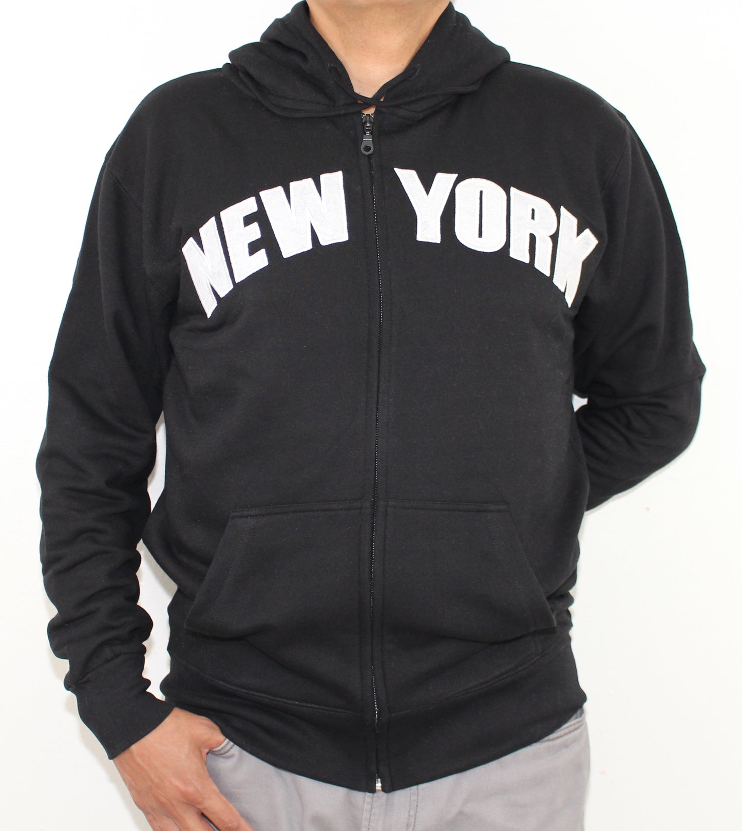 Adult Zipper Hoodies Embroidered with "NEW YORK"