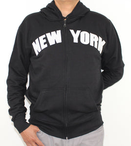 New York Black Zipper Hoodie