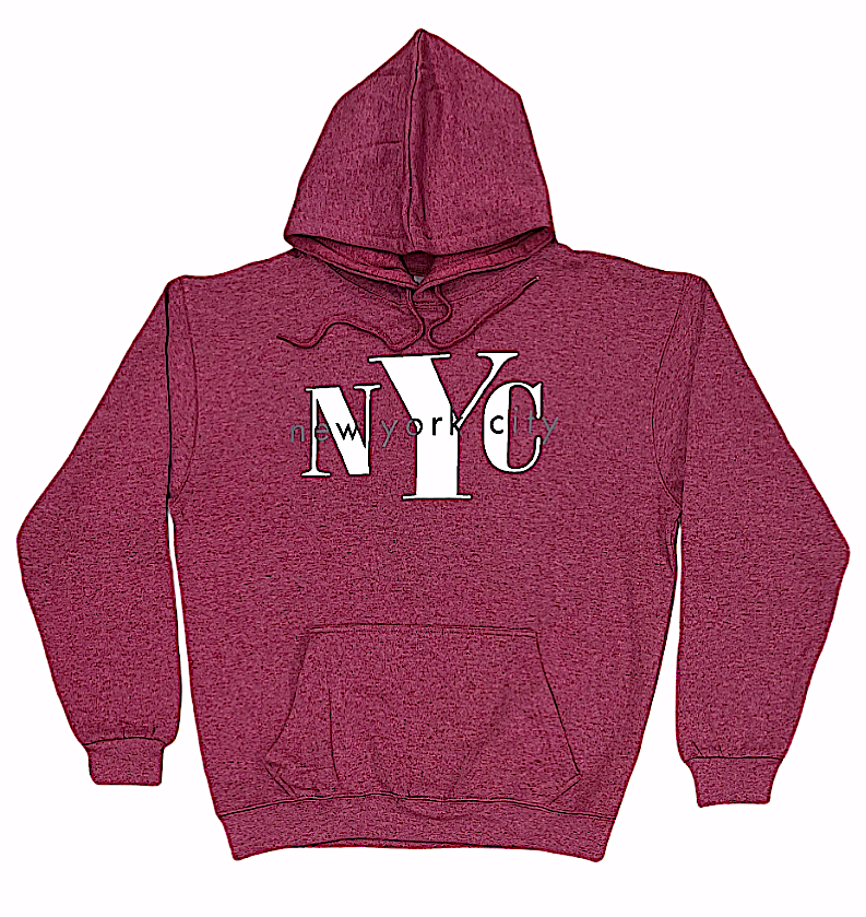 Adult Pullover Hoodies With "NYC" Screen Print