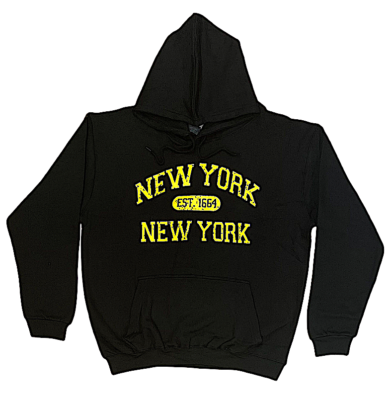 Adult Pullover Hoodies With "NEW YORK EST.1664" Screen Print