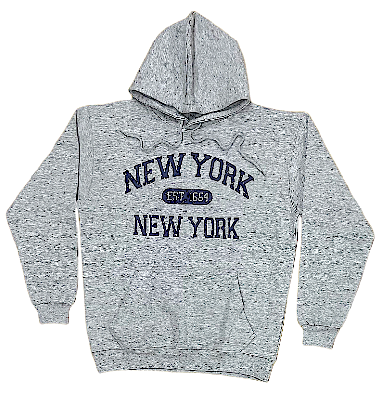 Adult Pullover Hoodies With "NEW YORK EST.1664" Screen Print