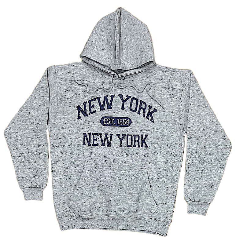 Adult Pullover Hoodies With NEW YORK EST.1664 Screen Print