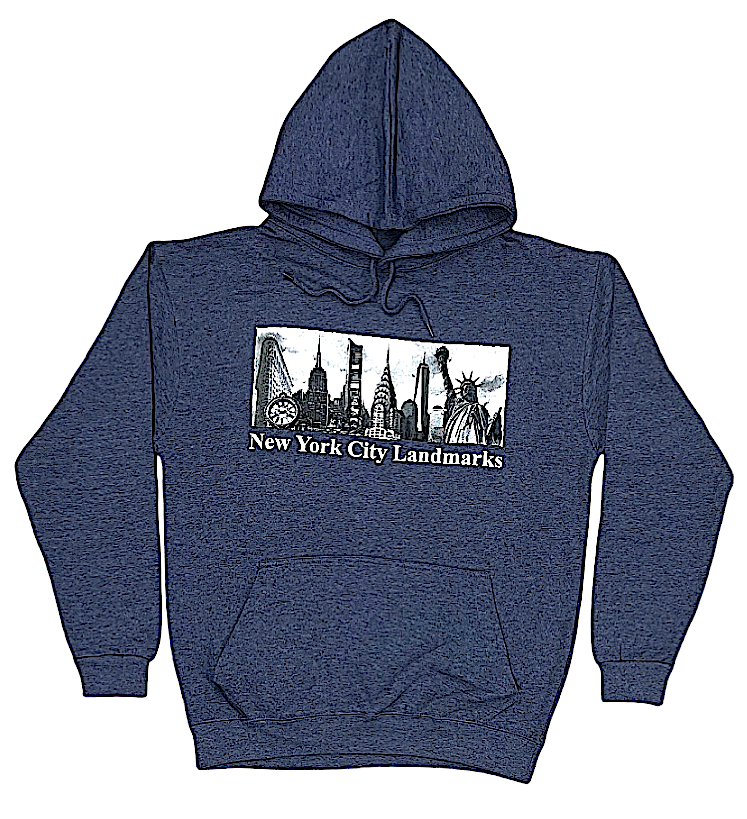 Adult Hoodies With "New York City Landmarks" Screen Print